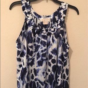 Michael Kors Silk Blue/WhiteTye-Dye Blouse